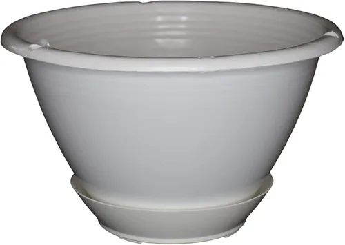 Vista 8 de Cesta colgante de plástico blanco de 8'' con platillo de Koba (5)