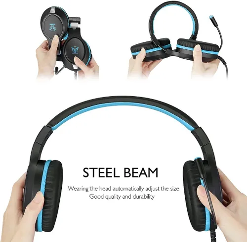 Vista 4 de Auriculares para juegos para Nintendo Switch, Xbox One, PS4, PS5, sonido envolvente de graves y cancelación de ruido con micrófono flexible