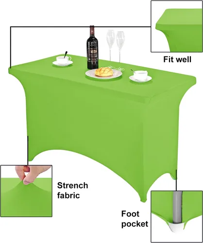 Vista 3 de FORLIFE - Funda de mesa de elastano, mantel ajustado de 4 pies para mesas rectangulares, funda elástica para patio, universal para bodas, banquetes