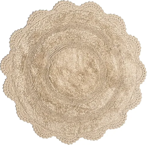 Vista 74 de Chardin home Alfombra de baño de ganchillo beige, alfombra de baño ovalada 100% algodón con borde de ganchillo artesanal hecho a mano, alfombra