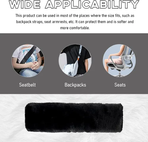 Vista 6 de 2 piezas de almohadillas para el hombro del cinturón de seguridad, suaves y esponjosas, cubiertas para la correa del cinturón de seguridad, cómoda