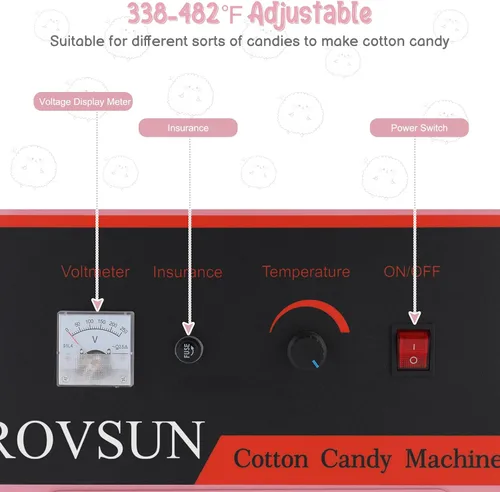 Vista 5 de ROVSUN Máquina comercial de algodón de azúcar de 21 pulgadas, máquina eléctrica de algodón de azúcar con cuenco de acero inoxidable, cuchara