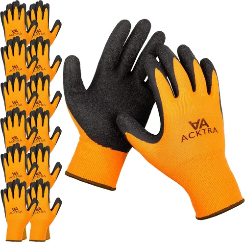 Vista 18 de ACKTRA - Guantes de trabajo de nailon recubiertos de poliuretano premium, 12 pares, puño tejido, para jardinería y uso general, para hombres