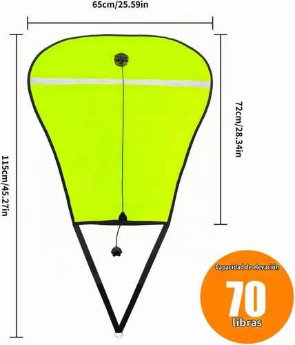 Vista 6 de Scuba Lift Bag, 70lb Diving Lifting Bag with Over Pressure Valve Verde fluorescente