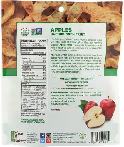 Vista 2 de Made In Nature Manzanas orgánicas, 3 oz