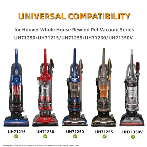 Vista 3 de JEDELEOS Juego de correas de repuesto para aspiradoras Hoover para toda la casa rebobinado para mascotas UH71255 UH71250 UH71251 UH71215 UH70205