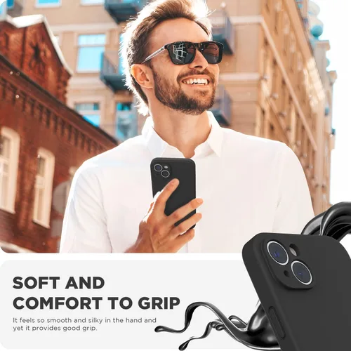 Vista 6 de SURPHY Compatible con iPhone 14 Funda con protector de pantalla (protección para la cámara y forro de microfibra suave) Funda de silicona líquida