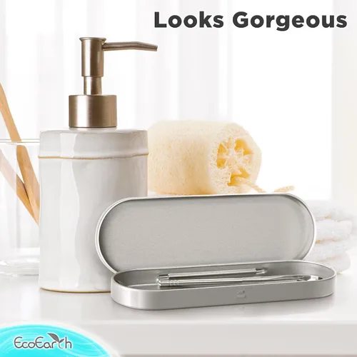 Vista 7 de Raspador de lengua para adultos, limpiador de lengua de metal con estuche de almacenamiento plateado, limpiador bucal de acero inoxidable resistente