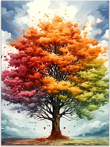 Vista 33 de VOCBAN Nature Tree of Life Abstract Pictures Canvas Painting Large Modern Canvas Wall Art Colorful Trees Living Room Wall Decor Plant Prints(black