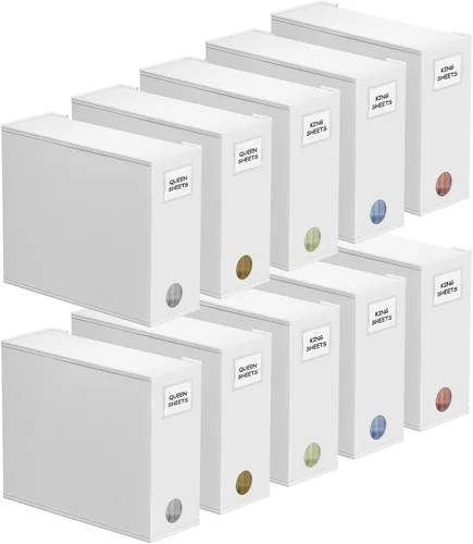 Vista 17 de SpaceAid Paquete de 2 Organizadores y Almacenamiento de Sábanas, Organizador de Sábanas Plegable para Armario de Ropa Blanca, Carpeta Guardadora