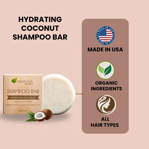 Vista 3 de Barra de champú de aceite de coco y argán, hidratante profunda para cabello seco dañado. Champú sólido hidratante y nutritivo para cabello rizado