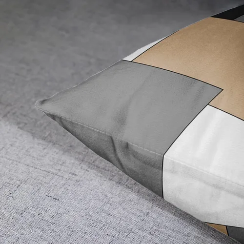 Vista 6 de Emvency Juego de 2 fundas de almohada geométricas marrones, color negro, gris, blanco, pintura abstracta a cuadros, funda de almohada decorativa