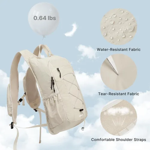 Vista 8 de G4Free Mochila de senderismo ligera y plegable de 20L para mujeres y Beige