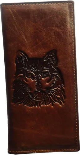 Vista 91 de Hombres Cool Eagle Wolf Caballo Totem Cuero Vaca Vertical Cartera Cremallera Multi-tarjeta Titular, Tótem de caballo, Minimalista