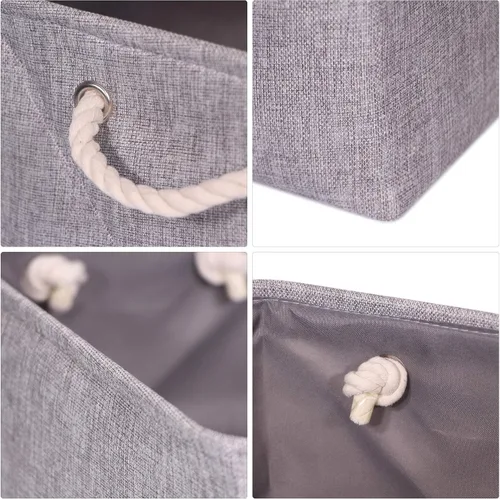 Vista 7 de TENABORT Paquete de 4 cestas de almacenamiento grandes, caja de almacenamiento plegable, organizador plegable de tela con asas para armario, hogar