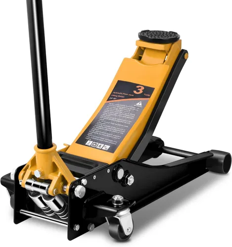 Vista 17 de Auto Dynasty Gato de piso de perfil bajo de 3 toneladas, gato hidráulico de acero resistente para automóvil con bomba de elevación rápida de Negro