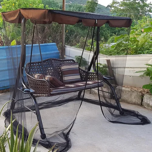 Vista 4 de Mosquitera para columpio con techo impermeable, cubierta rectangular de malla para toldo para patio al aire libre, porche, 2/3 plazas, protección