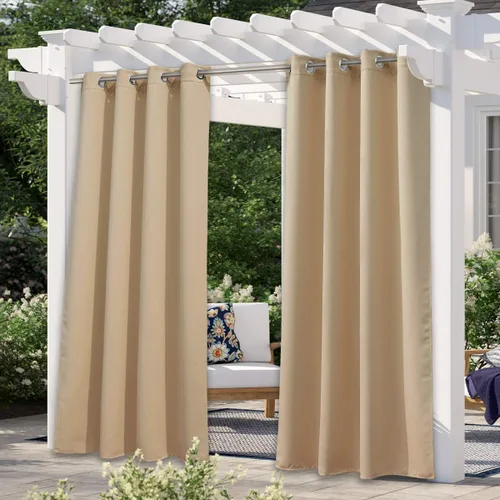 Vista 48 de NICETOWN Cortina para Exteriores para Patio Impermeable de 84 Pulgadas de Ancho, Aislamiento Térmico con Ojales Antioxidantes Bloqueo UV Cortina