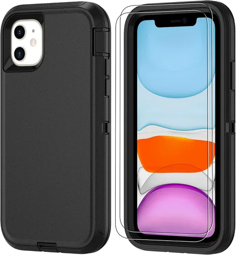 Vista 27 de Jshru para iPhone XR Funda con [2 Pack] Protector de Pantalla HD, [Grado Militar] 3-en-1 Resistente Protector de Cuerpo Completo a Prueba de Negro