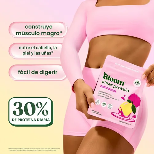Vista 3 de Bloom Nutrition Proteína de suero transparente, limonada de frambuesa, 10