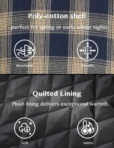 Vista 5 de WenVen Chaqueta acolchada de franela gruesa a cuadros con capucha extraíble para hombre Amarillo