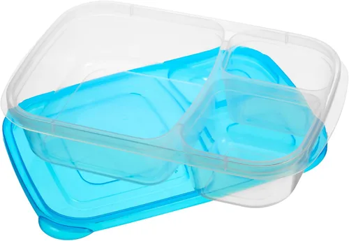 Vista 4 de Tanlade Lonchera Bento reutilizable de 37 onzas, 6 unidades, 3 compartimentos, recipientes de plástico para preparación de comidas, 12 recipientes