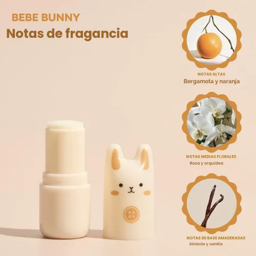 Vista 2 de Tonymoly Bebe Bunny Barra de Perfume Sólido de Conejo de Bolsillo para Mujeres – Bálsamo de Fragancia Duradera de Bergamota, Naranja, Rosa