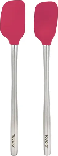 Vista 33 de Tovolo Espátula para Frascos de Silicona con Mango Largo de Acero Inoxidable Espátula Raspadora Naranja Albaricoque, Raspador de Frascos Resistente