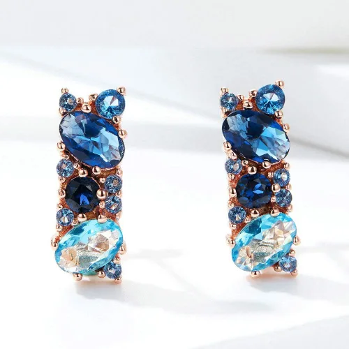Vista 3 de BISAER Mona Lisa Multicolored Crystal Elements Crystal Fashion Bridal Jewelry Sets Necklace and Earrings and Bracelet and Ring for Women Girls
