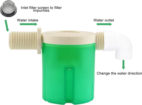 Vista 3 de Válvula automática de control de nivel de agua de 2 piezas, tipo interior, válvula de flotador para tanque de agua, energía solar, maceta