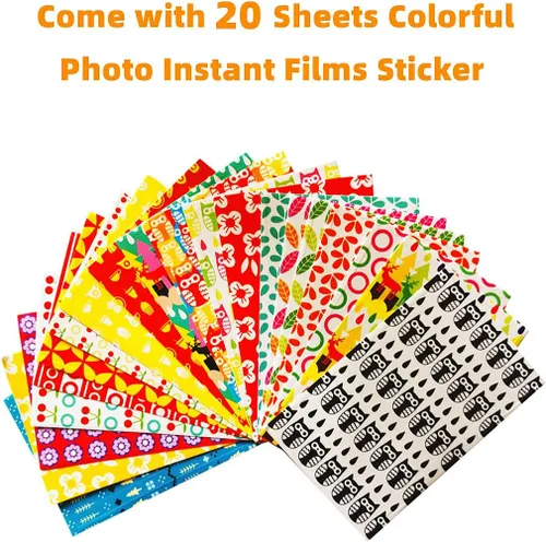 Vista 2 de Funda transparente para cámara instantánea Fujifilm Instax Mini 11, cubierta protectora de PVC duro con correa de hombro extraíble arcoíris y 20