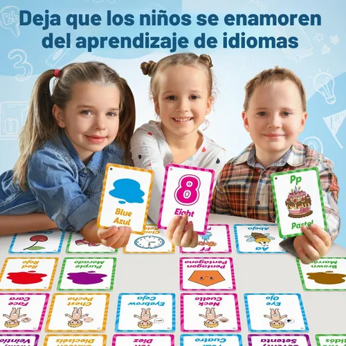 Vista 7 de Edulok Tarjetas flash bilingües: español a inglés, primeras palabras y tarjetas flash del alfabeto para niños pequeños que aprenden español e inglés