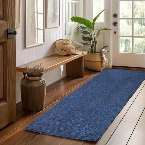 Vista 30 de Super Area Rugs Alfombra de yute – Alfombra reversible de fibra natural – Revestimiento ecológico para suelo de cocina – Puerta tejida a mano