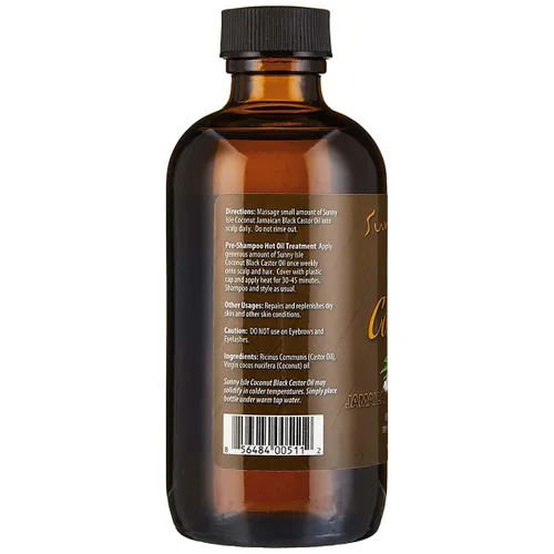 Vista 7 de Sunny Isle Aceite de Ricino Negro Jamaicano de Coco 4 oz