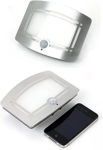 Vista 4 de Aplique de pared, lámparas de pared con sensor de movimiento, funciona con pilas, luz de pared regulable para dormitorio, pasillo, escalera