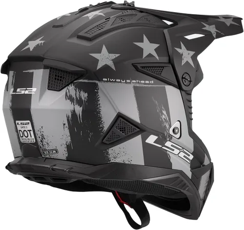 Vista 5 de LS2 Helmets Gate II - Casco integral para motocicleta MX Matte Battle Scar Tonal Gris/Negro