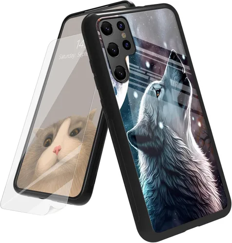 Vista 67 de Funda para Samsung Galaxy A12 5G con protector de pantalla, parte trasera de vidrio templado + TPU de silicona suave que absorbe los golpes