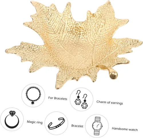 Vista 2 de ABOOFAN 1pc Watch Plate Jewelry Tray Metal Tray Garnish Tray Decorative Tray Snack Tray Key Holder Tray Metal Leaf Plate Bracelet Display Plate