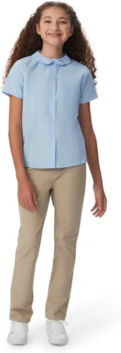 Vista 4 de Las niñas Cuello Peter Pan de manga corta blusa (Amarillo)