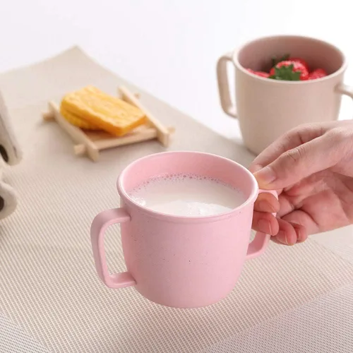 Vista 4 de Tazas de fibra de bambú de tamaño pequeño de 7.8 fl oz para adultos y niños, juego de 4 tazas irrompibles para agua, leche, jugo, té