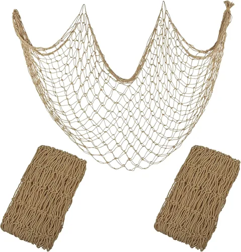 Vista 12 de Paquete de 2 Decoraciones de Red de Pesca para Fiesta Beige