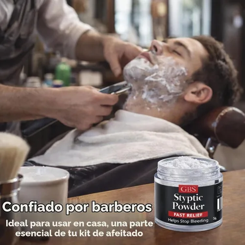 Vista 5 de Styptic - Tarros de polvo – Primeros auxilios de aseo profesional para afeitar, cortes de maquinilla de afeitar y quemaduras de afeitar, polvo