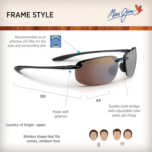 Vista 6 de Maui Jim Gafas de sol polarizadas Hookipa sin montura para hombre y mujer