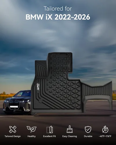 Vista 2 de 3W - Alfombrillas de piso para primera y segunda filas y forro de maletero, para todo tipo de clima, de elastómero termoplástico (TPE), juego