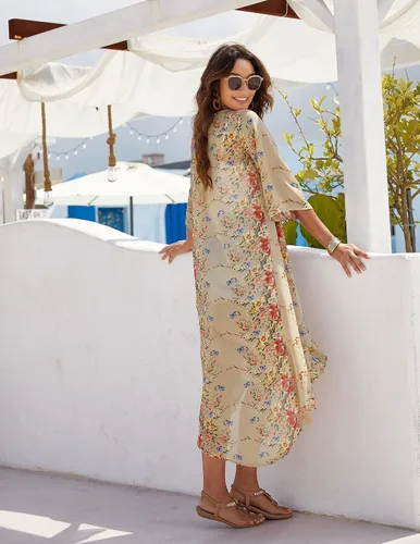 Vista 6 de Ekouaer Traje de baño para mujer, cubierta de gasa transparente, traje de baño para playa