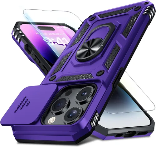 Vista 163 de Janmitta Funda para iPhone 8 Plus/7 Plus/6 Plus, Cubierta de Teléfono con Cubierta Deslizante Integrada para Lente de Cámara + Protector