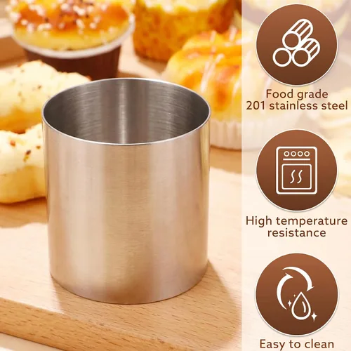 Vista 3 de 12 mini anillos redondos para tartas de 2 pulgadas, molde de flan de postre de mousse de acero inoxidable, pequeños aros de pastelería de grado