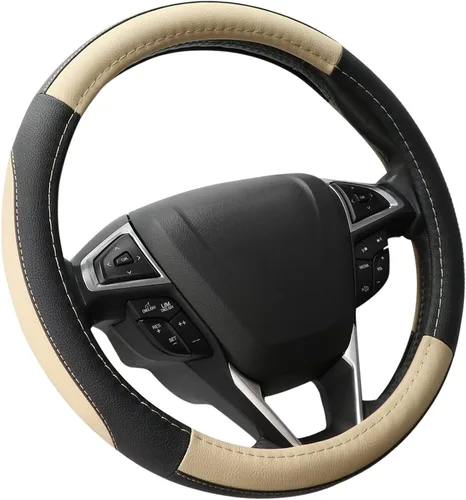 Vista 23 de SEG Direct Funda para volante de automóvil, tamaño mediano estándar de 14 1/2-15 pulgadas, embalaje no plegable, resistente, antideslizante, cuero