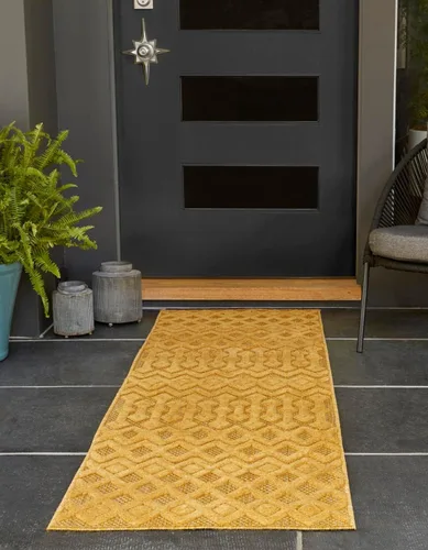 Vista 31 de Unique Loom Alfombra de área de la colección texturizada Trellis para exteriores, color osage, 2 x 3 pies, rectangular, color aguamarina