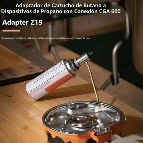 Vista 2 de Campingmoon - Convertidor de adaptador de butano a propano de 8 onzas, tipo boquilla, recipiente de butano a dispositivos de propano de 1 libra